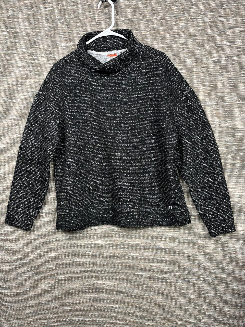 The American Outdoorsman Sweater Womens XL Black Stripe Knit Cowl Neck Pullover
